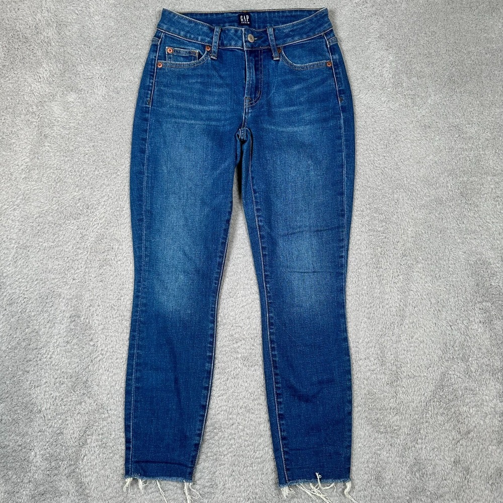 GAP 1969 Curvy True Skinny Stretch 25R BLUE‎ DENIM Dark Wash